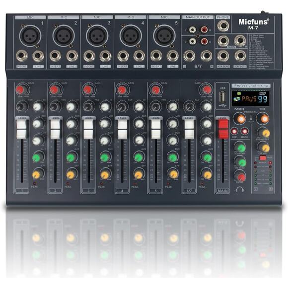 M7 5V supply Unpowered Recording Mixers with 99DSP MP3 USB DJ Bluetooth Audio Mi - Picture 1 of 4